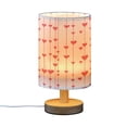 thumbnail image 2 of Small Table Lamp LED Bedside Nightstand Lamps with Fabric Shade Decor Desk Lamp for Living Room Bedroom Office Vertical Stripes Of Hearts, 2 of 7