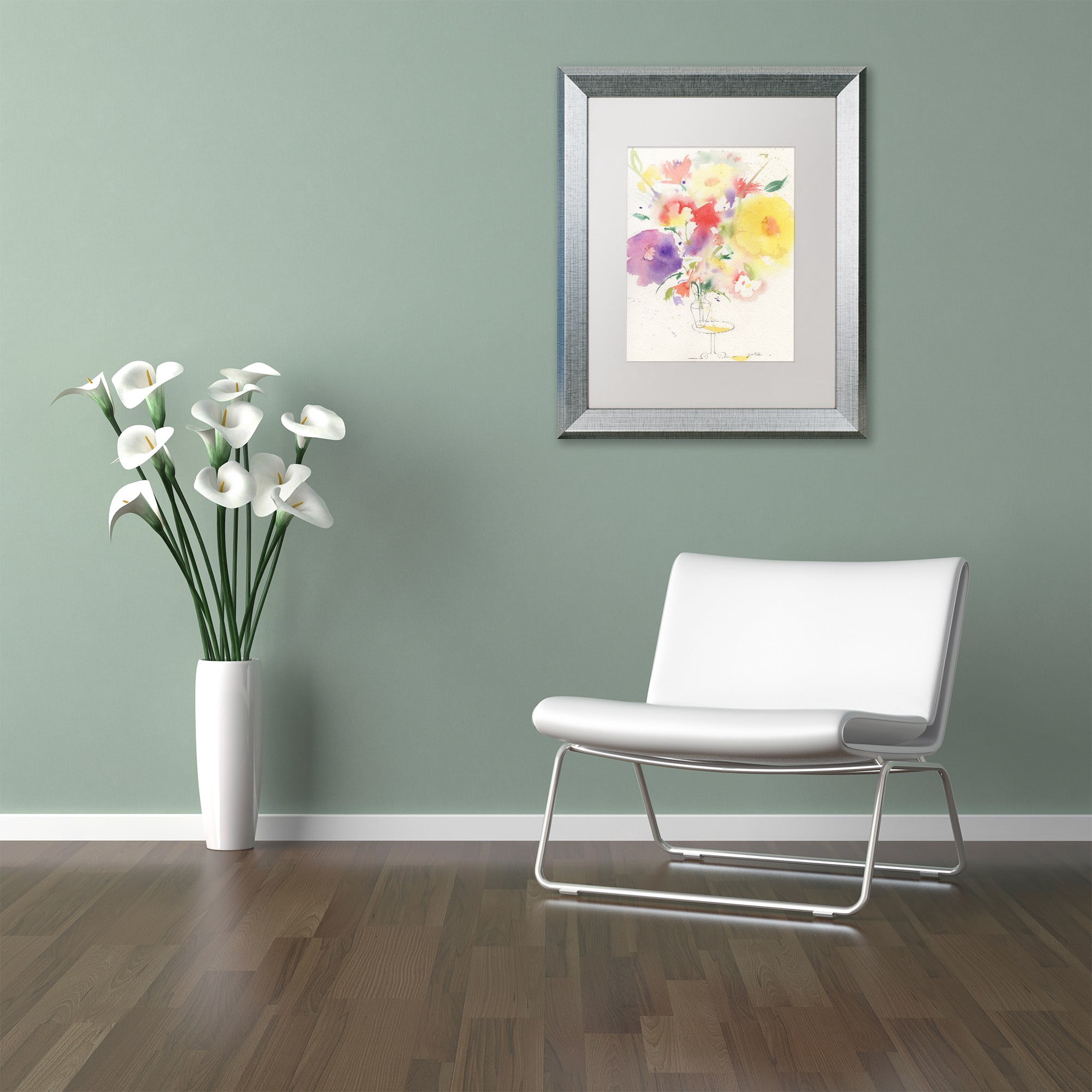 Trademark Fine Art 'Holiday Bouquet' Canvas Art by Sheila Golden, White Matte, Silver Frame