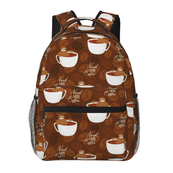 Easygdp Cute Sloths Bear Relaxing In Coffee Cup Mochila Ergonómica Versátil para Laptop - Múltiples Bolsillos, Correas Ajustables, Unisex para Escuela, Viajes y Actividades al Aire Libre-One Size
