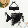 thumbnail image 5 of Women's Split Swimsuit Fashion Casual Show Waistflat Print Three-Piece Hakama Style Sexy Bikini,Black, 5 of 6