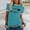 Blue, variant on Womens Summer Tops Womens Summer Tops Women Summer Casual O Neck Fishbone Print Short Sleeve Contrasting Colors T Shirt Top S