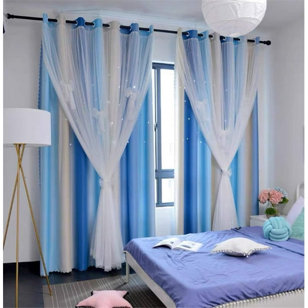 Cortina Yancorp para niñas con estampado de princesas y estrellas, 132 x 183 cm