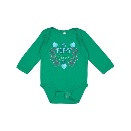 

Inktastic My Poppy Loves Me with Flowers and Hearts Gift Baby Boy or Baby Girl Long Sleeve Bodysuit