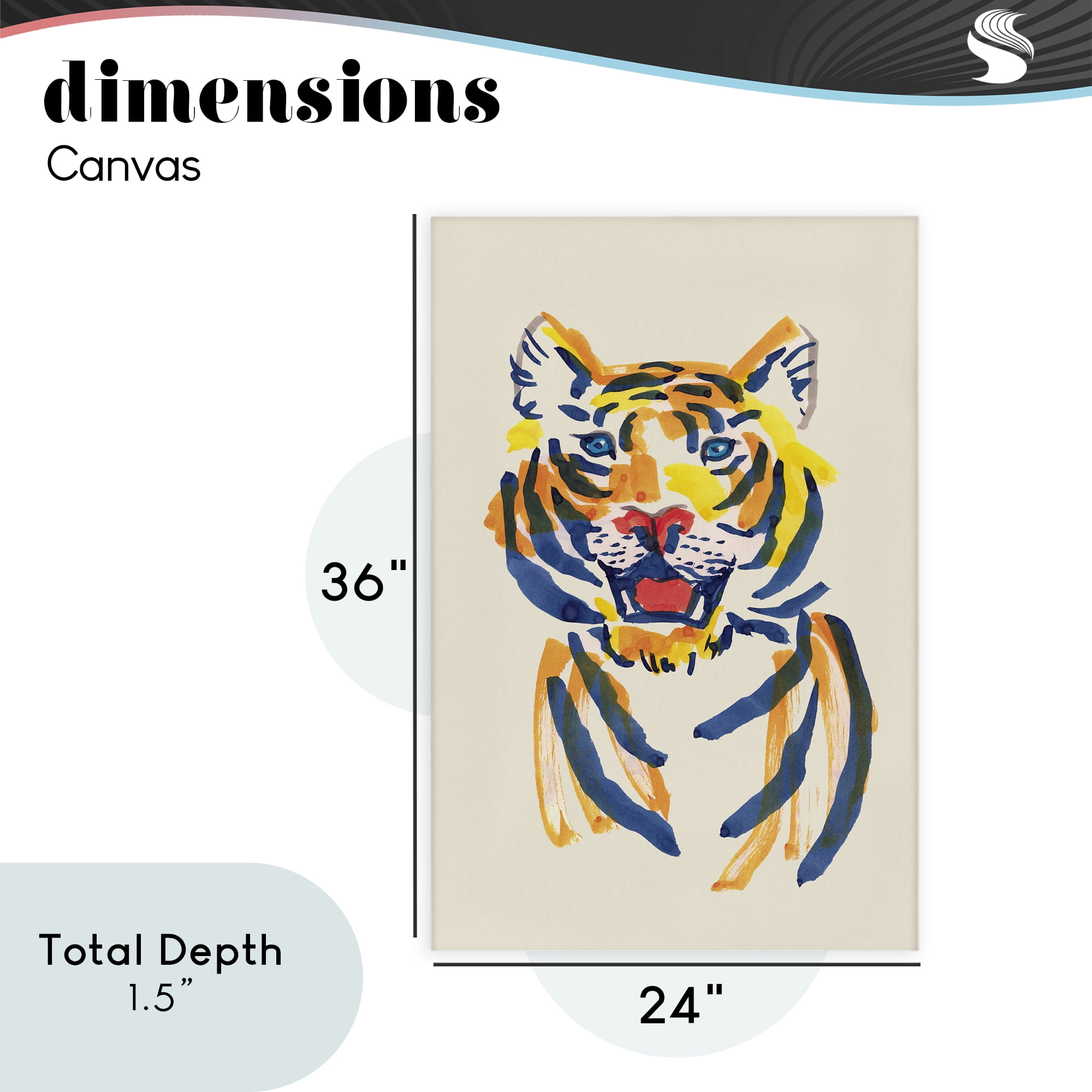 Tiger Roar Watercolor Canvas Wall Art, design by Karolina Sato