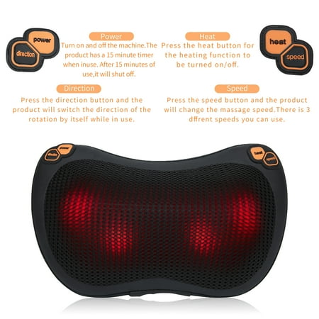 SAYFUT Shiatsu Back and Neck Heating Massager Pillow with 3D Nodes for Sore Muscles, Deep Kneading, Car Seat, Best Relaxation Gifts for Dad/ Mom/ Men/ Women