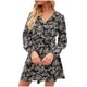 thumbnail image 1 of Mini vestido con cuello en V y manga larga con estampado floral informal de moda sexy para mujer Pompotops hdfakjf6307, 1 of 5