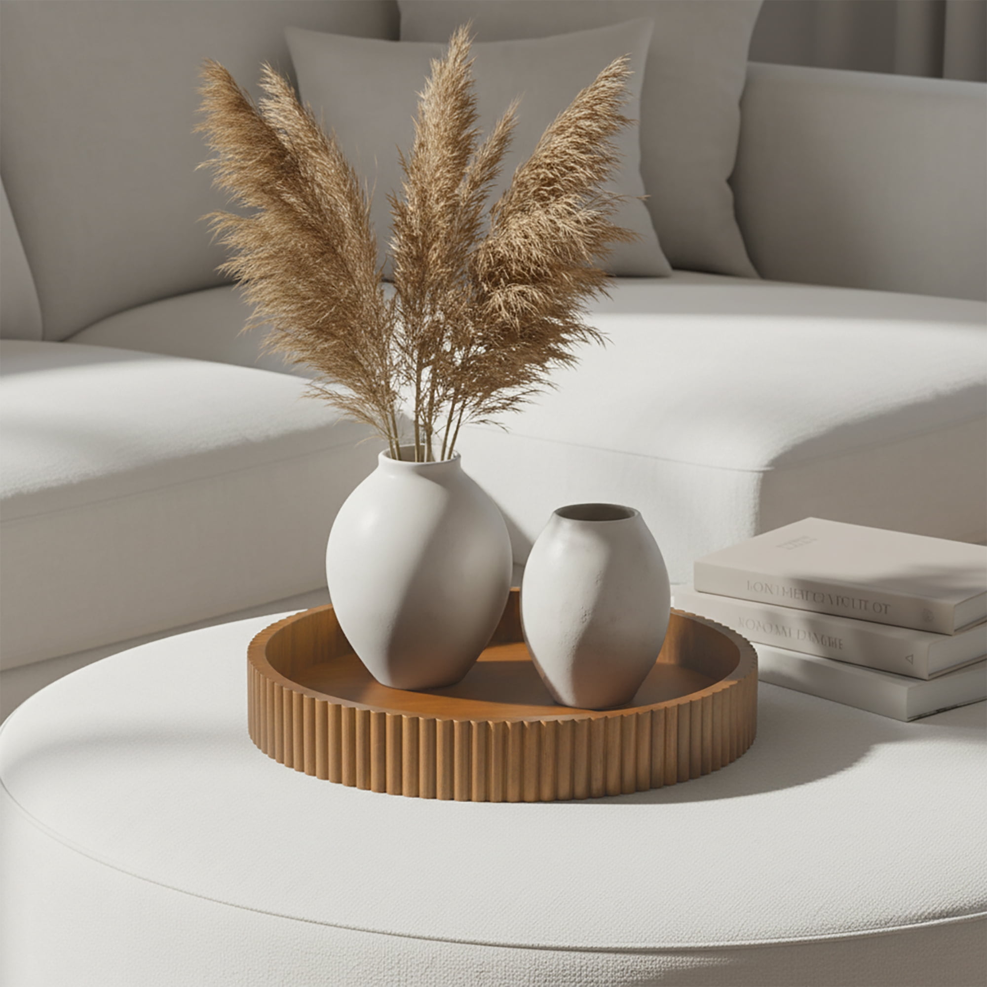Better Homes & Gardens Ribbed Wood Decorative Tray, Honey Finish, 16.4"