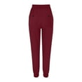 thumbnail image 6 of Bovemsi Women's Elastic Waist Cotton-Polyester Casual Trousers - Loose Fit Pants with Side Pockets, Red, XL, 6 of 7