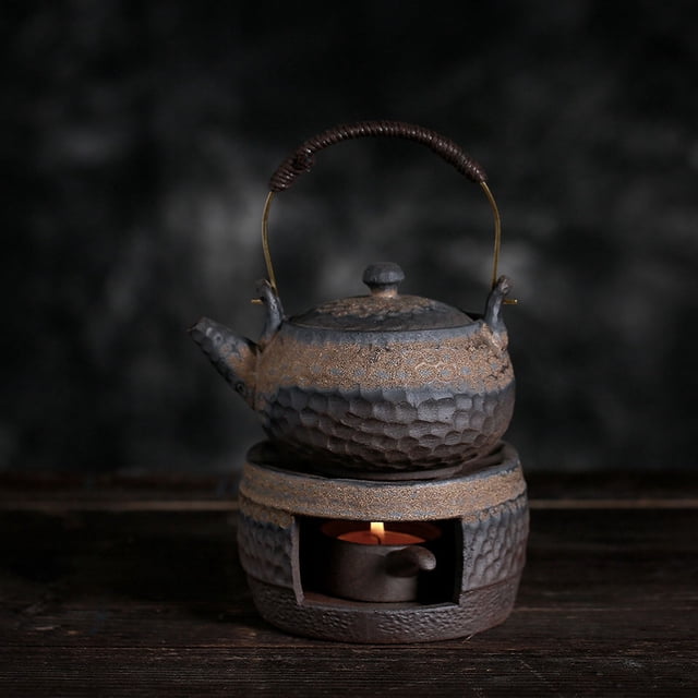 Coarse Pottery Tea Warming Oven Style Handmade Vintage Tea Warming Teaware Boiling Teapot Ceramic Kung Fu Tea Warming Tea Set