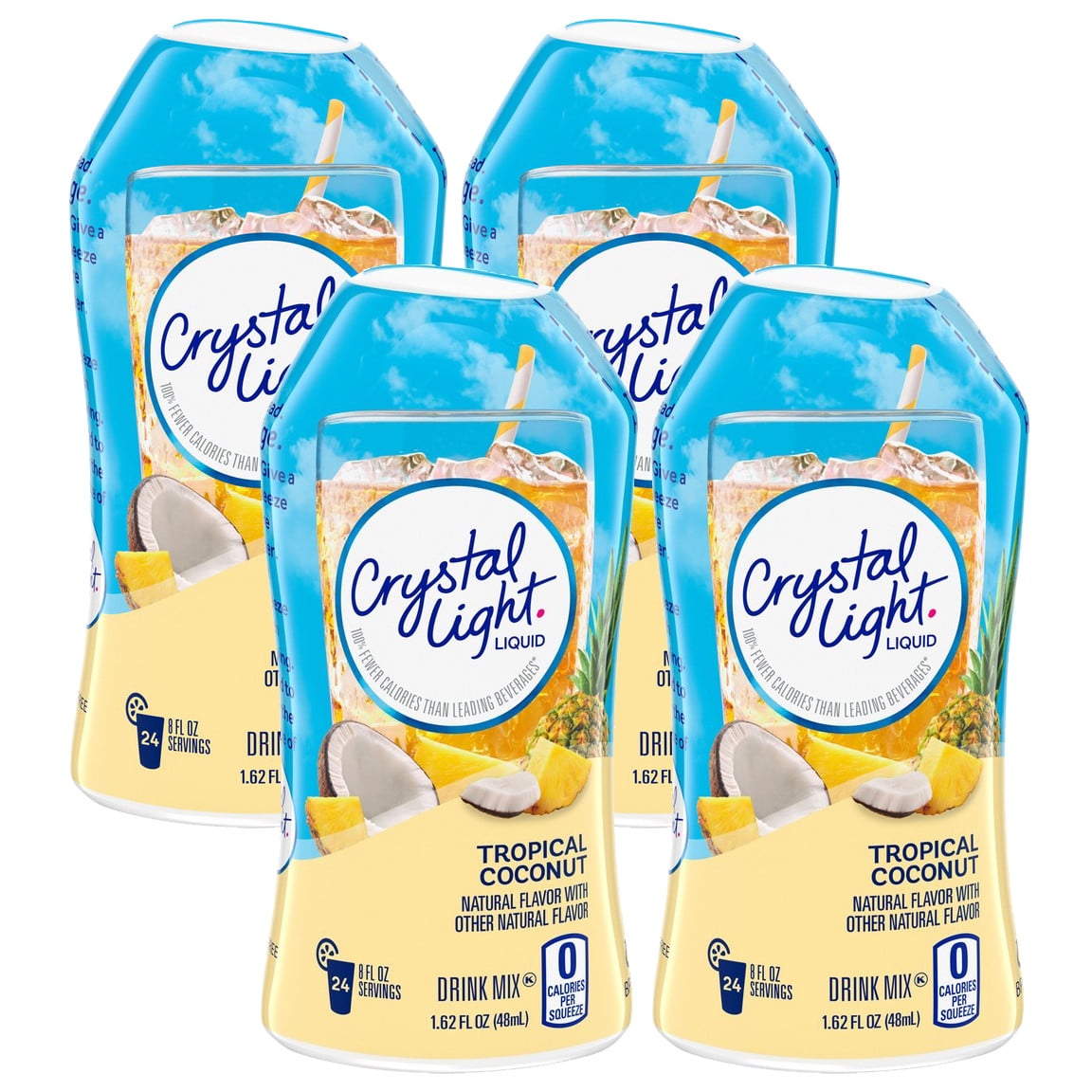 Crystal Light Tropical Coconut Liquid Drink Mix, Caffeine Free, 1.62 fl oz Bottle (Pack - 4)