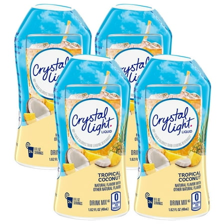 Crystal Light Tropical Coconut Liquid Drink Mix, Caffeine Free, 1.62 fl oz Bottle (Pack - 4)