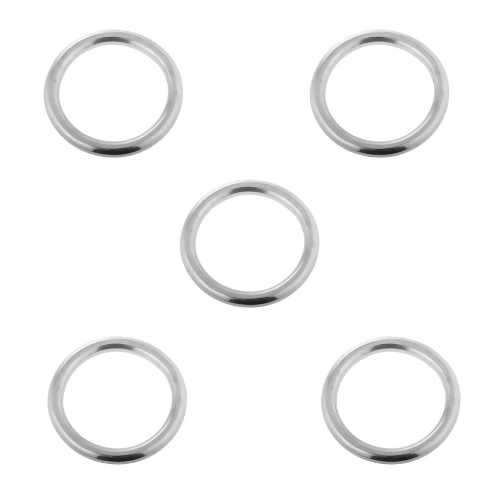 Marine Boat 5pcs Stainless Steel Polished Welded Round O Ring 15-35mm Dia 