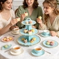 thumbnail image 6 of BiFandian 3-Tier Cardboard Cupcake Stand, Scalloped Edge Disposable Dessert Holder with Carry Handle, Foldable Pastry Display Tray for Birthday Tea Party Wedding and Holiday Snack Serving, 6 of 6
