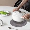 thumbnail image 3 of Round Placemats Heat Resistant Washable Non-Slip Woven Braided Table Mats Cotton Polyester Circle Insulated Place Mats for Dining Table Kitchen & Home Decor, 1Pc, Non-Slip & Reusable(Grey,14x14"), 3 of 7