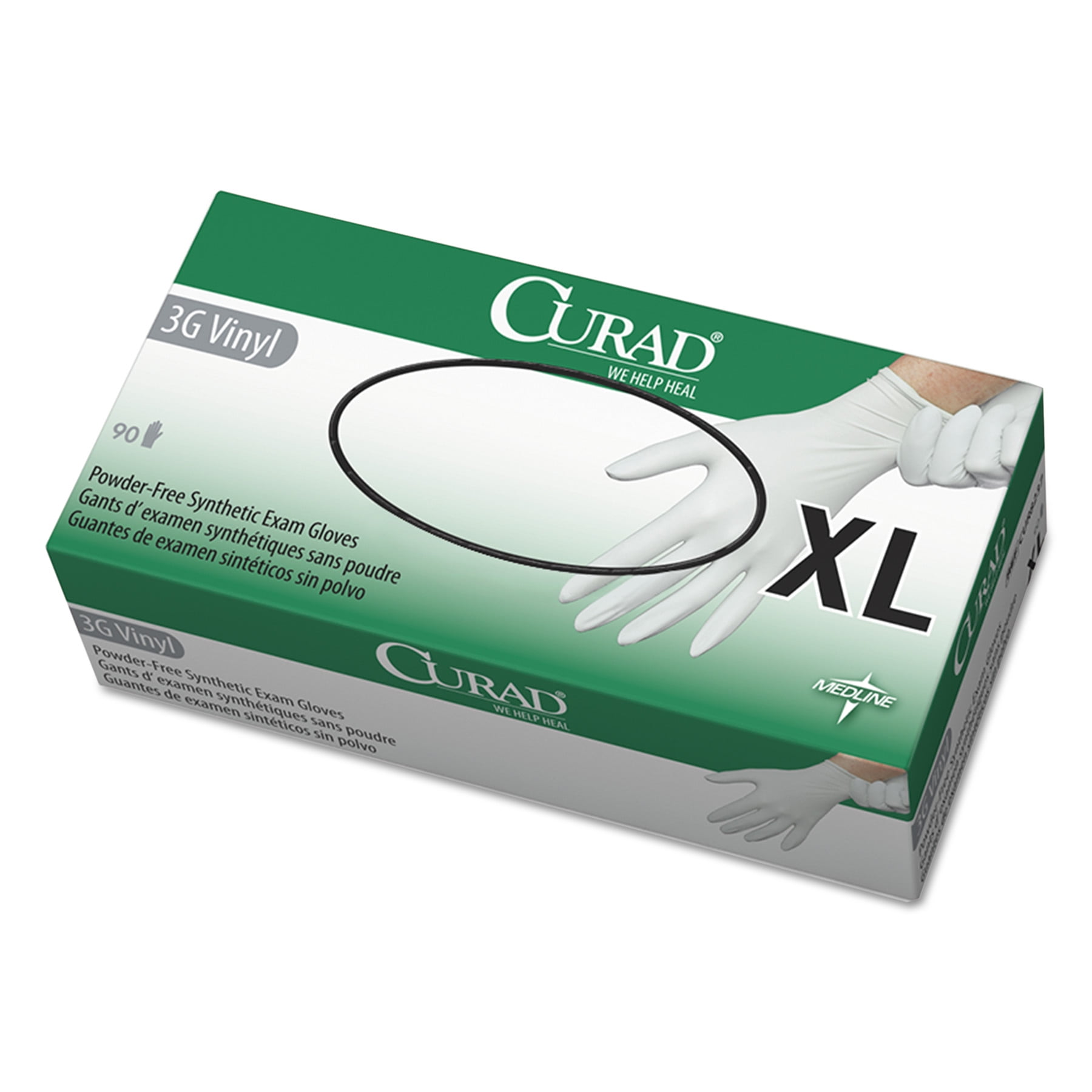 Curad 3G Synthetic Vinyl Exam Gloves, Powder-Free, X-Large, 90 Box by MEDLINE INDUSTRIES, INC.