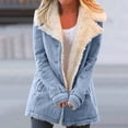 thumbnail image 2 of Winter Warm Fleece Lined Jackets For Women Plain Color Jacket With Pockets Button Coats Outerwear, 2 of 6