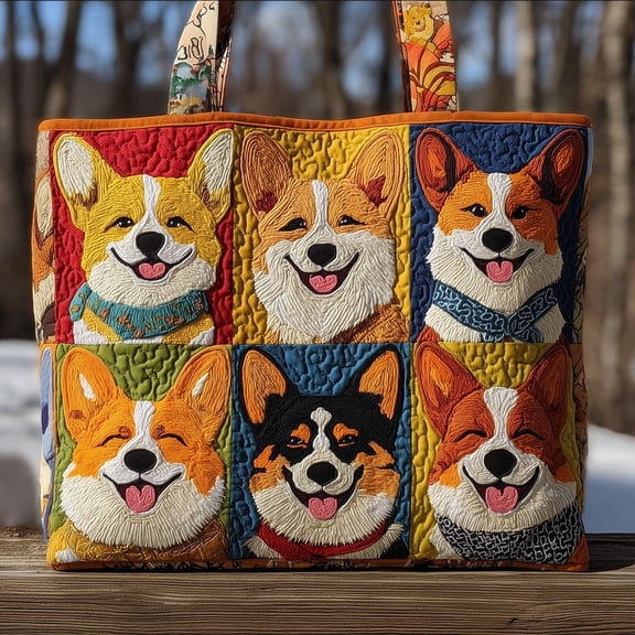 Corgi Quilted Tote Bag