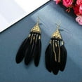 thumbnail image 6 of HOOUN Fashion Women Bohemian Ancient Gold Earrings Feather Beads Pyramid Tassel 1486-White, 6 of 9
