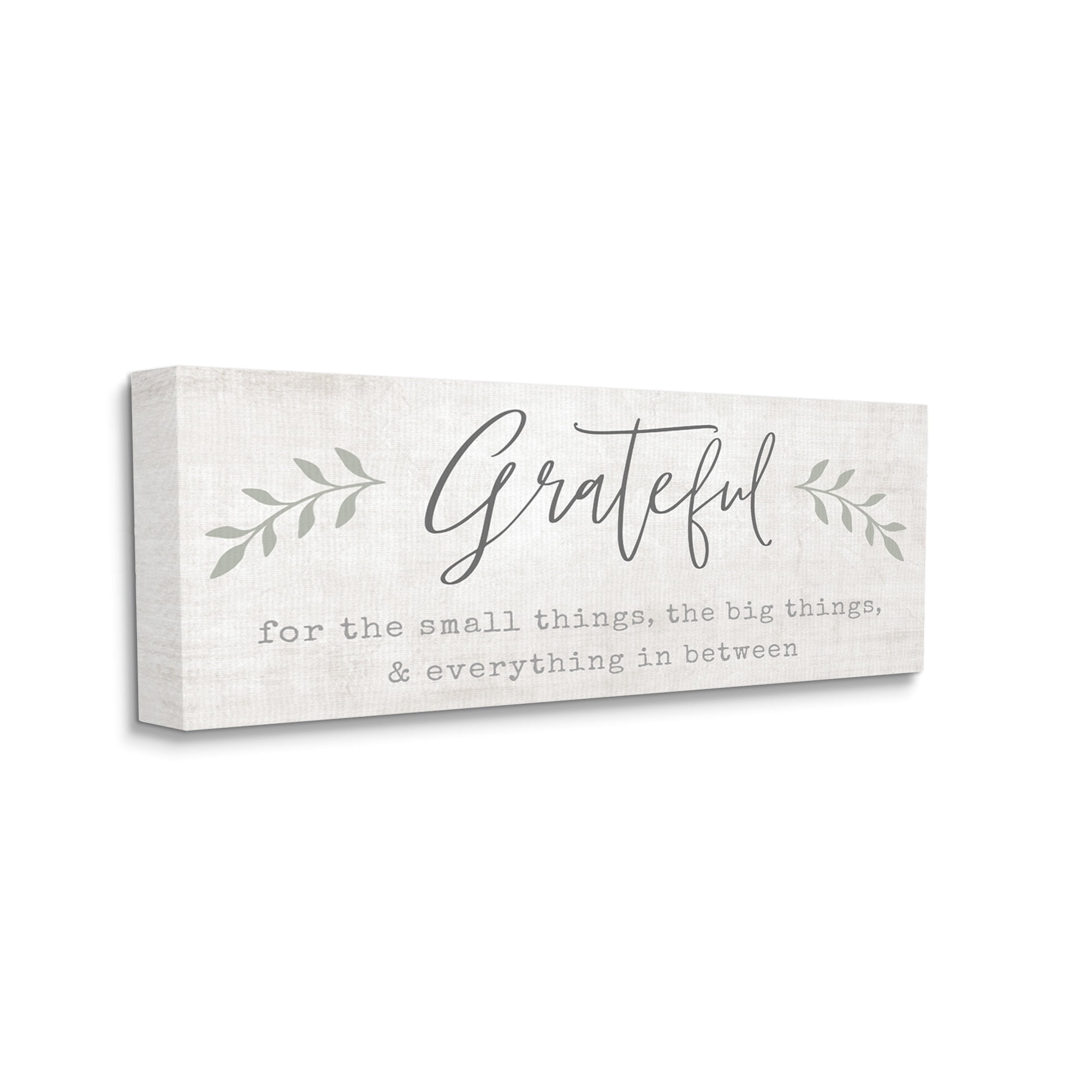 Stupell Industries Uplifting Gratitude Phrase Botanical Sprig Typography Graphic Art Gallery Wrapped Canvas Print Wall Art, Design by Natalie Carpentieri