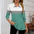 thumbnail image 2 of FRSASU Womens Tops 3/4 Sleeve V Neck Shirts Color Block Casual Business Basic Tees Summer Tops Green XXL(XXL), 2 of 5