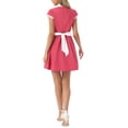 thumbnail image 3 of INSPIRE CHIC Women's Button Down Shirt Dress Notch Lapel Short Sleeve Belted Work Dresses L Watermelon Red, 3 of 5