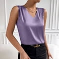 thumbnail image 5 of yillto Womens Silk Satin Tanks Tops V Neck Casual Cami Sleeveless Camisole Blouses Summer Basic Tank Shirt, 5 of 7