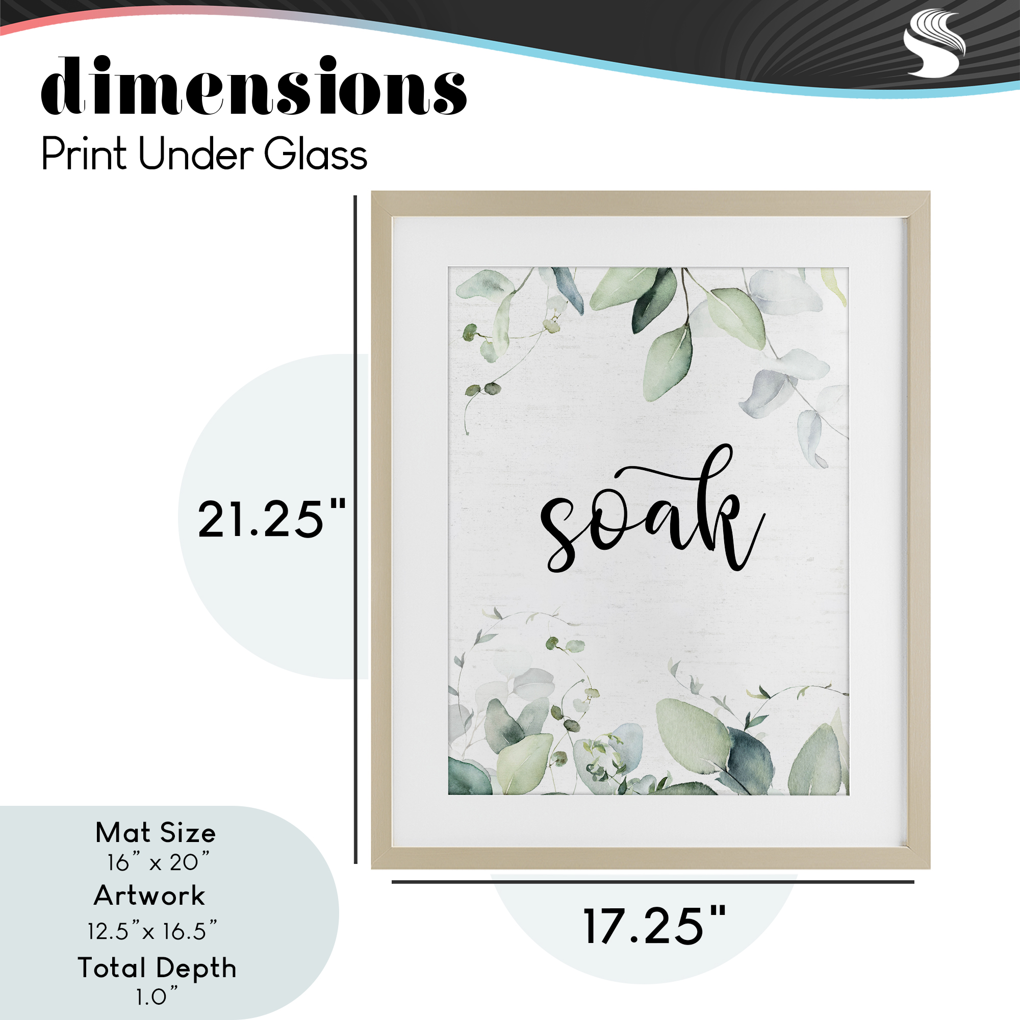 Soak Leafy Herbs Birch Framed Print Under Glass, design by Lettered and Lined