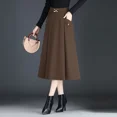 thumbnail image 4 of Falda drapeada versátil para mujer, estilo nuevo, primavera y otoño, elegante, coreana, de longitud media, cintura alta, adelgazante, línea A, 4 of 5