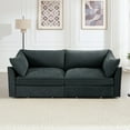 thumbnail image 5 of 2 Seater Sofa With Pull out Storage Drawers Under Each Seat Crescent-shaped Armrests And Wraparound  Suitable for Small Living Rooms Chenille  Gary, 5 of 21