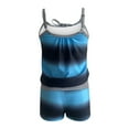 thumbnail image 3 of VEKDONE Women Tank Top Swimsuits 2 Piece Bathing Suits With Shorts Summer Tie-Dye Swimming Trunks Beach Wear Blue,L, 3 of 4