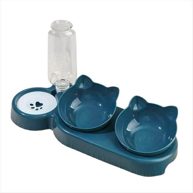 para Mascotas con Bebedero, Diseño , Juego de Inclinados para Agua y Comida con Botella de Agua por Gravedad para Proteger el Cuello.