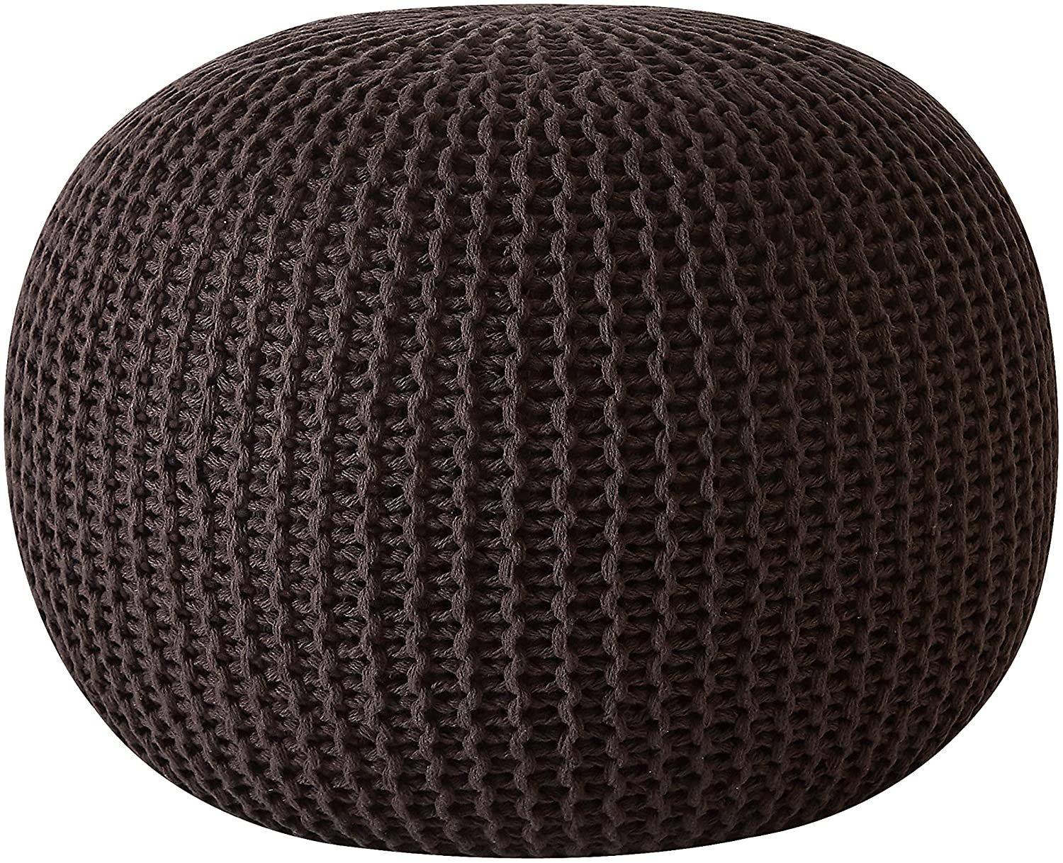 Urban Shop Brown Cotton Round Pouf
