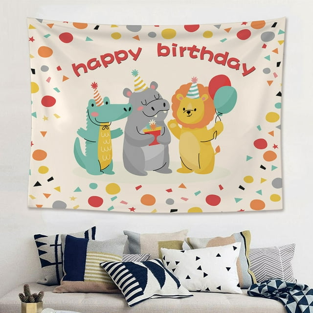 Tapiz de tela para fondo de cumpleaños, decoración de fiesta de banquete de cien días para niños, tapiz colgante Mori simple
