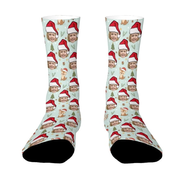 FabriLora Christmas Bear Cat Hats Funny Novelty Crew Socks for Women Men Sports