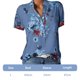 thumbnail image 5 of Dnzceghtig Blusa de manga corta con bolsillo estampado para mujer, 5 of 5