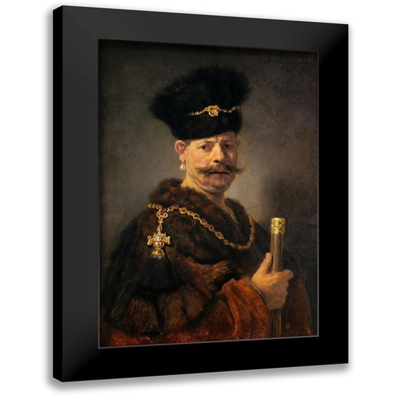 Rembrandt 11x14 Black Modern Framed Museum Art Print Titled - A Polish Nobleman