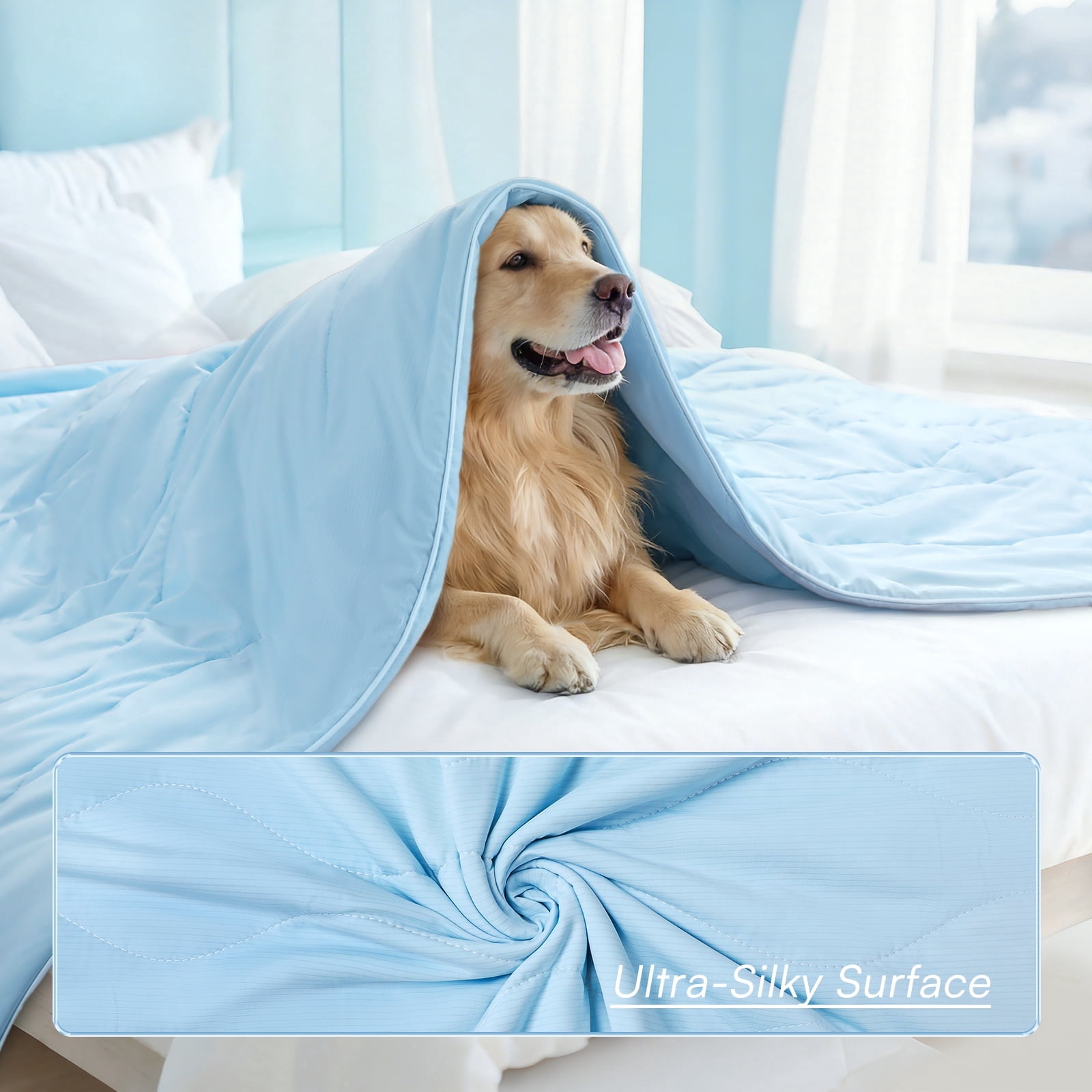 Luciphia Premium Cooling Dog Blanket Washable Q-MAX>0.5 Small Medium Large Pet Mat Puppy Cat Self-Cooling Soft Breathable Calming Throw for Sofa Crate Bed