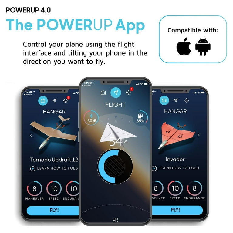 POWERUP 4.0 Smartphone Controlled Paper Airplane Kit, RC