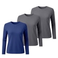 thumbnail image 3 of Women's Solid Color Round Neck T-Shirts 3-Pack, Comfortable Basic Layering Tees, Soft Casual Everyday Tops for Women, Essential Wardrobe Staples Grey L, 3 of 3