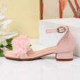 thumbnail image 4 of JAJAHO Girls Dress Shoes Floral Princess Low Heel Summer Sandals Ankle Straps Open Toe Girl Wedding Party Shoes, 4 of 5