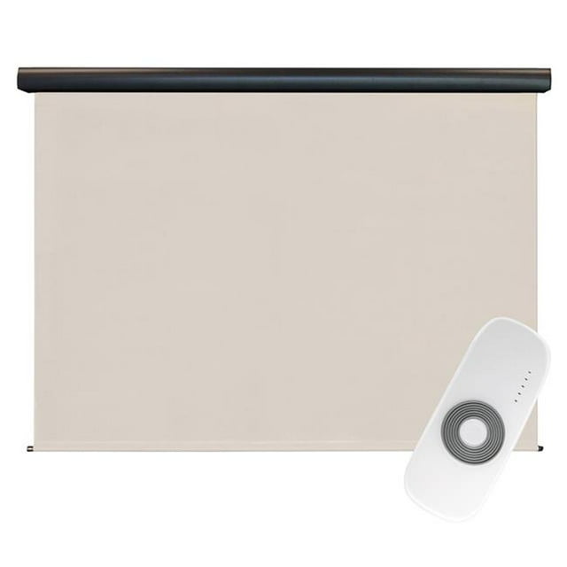 Keystone Fabrics O80.78.70 7 x 8 Pi. Ombrage Extérieur Motorisé Rechargeable avec Cantonnière de Protection - Blanc Plam