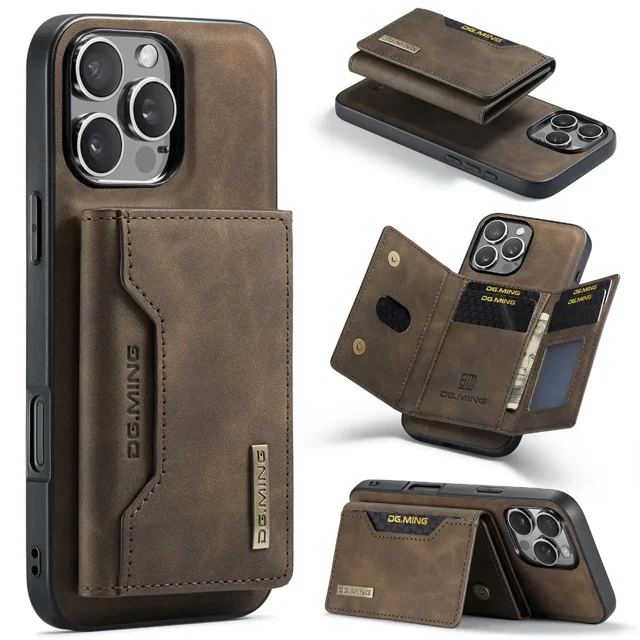 2 in 1 Detachable Wallet with Card Holder Magnetic Phone Case for IPhone 13 12 Mini 16 15 Plus14 13 11 Pro Max PU Leather Cover Coffee For iPhone 16Pro Max