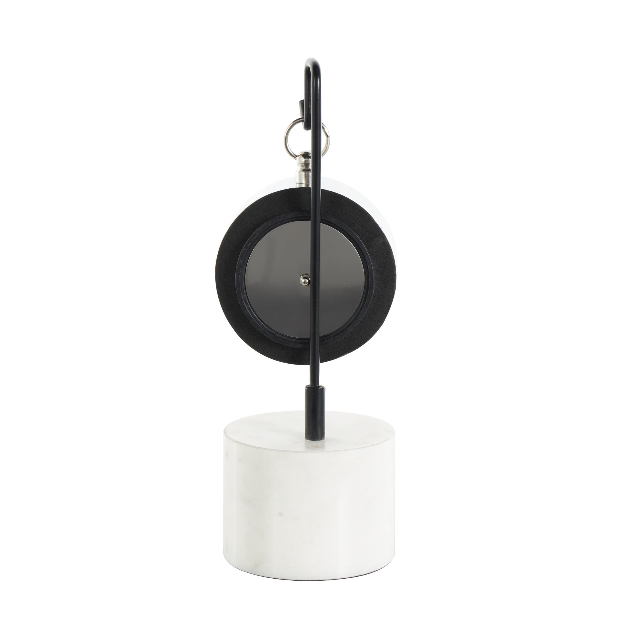 DecMode 12" Silver Stainless Steel Metal Suspended Clock with Black and White Stand