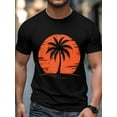 thumbnail image 4 of Men's T-Shirt Retro Orange Tropical Palm Tree Graffiti Short Sleeve Casual Tee Classic Crew Neck T-Shirt for Men, 5XL, 4 of 7