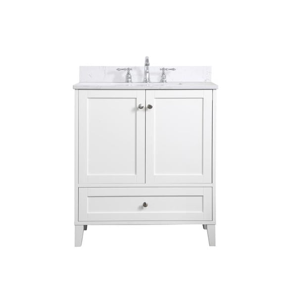 30 in. Single Bathroom Vanity, White with Backsplash