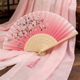 thumbnail image 5 of 2026 Traditional Chinese Folding Hand Fan,Portable Foldable Fan for Wedding,Dance,Party,Performance, Cherry Blossom and Butterfly Design, Silk and Bamboo Construction, Decorative Tassel,1PC, 5 of 6