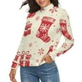 thumbnail image 2 of Snow Gift Sock Christmas Pattern Women's Turtleneck Sweater Long Sleeve Ribbed Fitted Turtle Neck Casual Fall Winter Collection Top L, 2 of 4