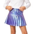 thumbnail image 4 of Girls Cosplay Skirts Holographic Metallic Pleated Mini Skirt Shiny High Waist A-Line Skort For Party Performance, 4 of 8