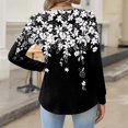 thumbnail image 3 of Kixjoy Black Womens V Neck Shirt Long Sleeve Plus Size Button Down Shirt Winter Casual Lightweight Tunic Top Trendy Travel Floral Print Women's Clothing, Black XL, 3 of 4