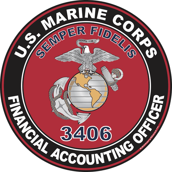 U.S.M.C. MOS 3406 Financial Accounting Officer Decal 5.5" - Red